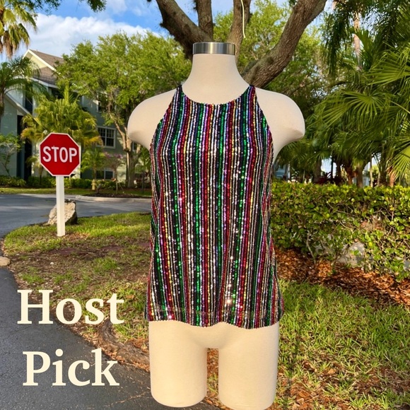 Sanctuary Tops - Sanctuary Black Cyber Sequins Tank Top Size S 4 6 Stretch Blouse Party Cute